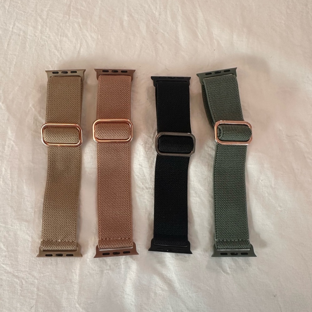 Set of Four Watch Bands with Metal Buckles